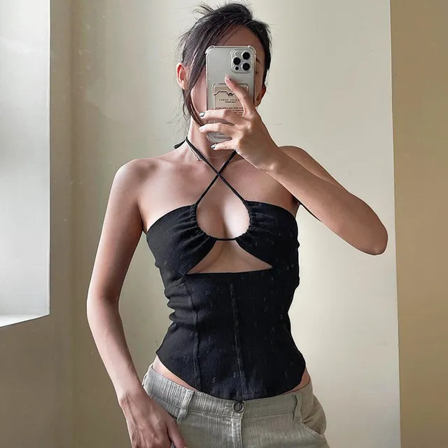 MOONGATE - Halter Neck Cut-Out Camisole Top | YesStyle Global