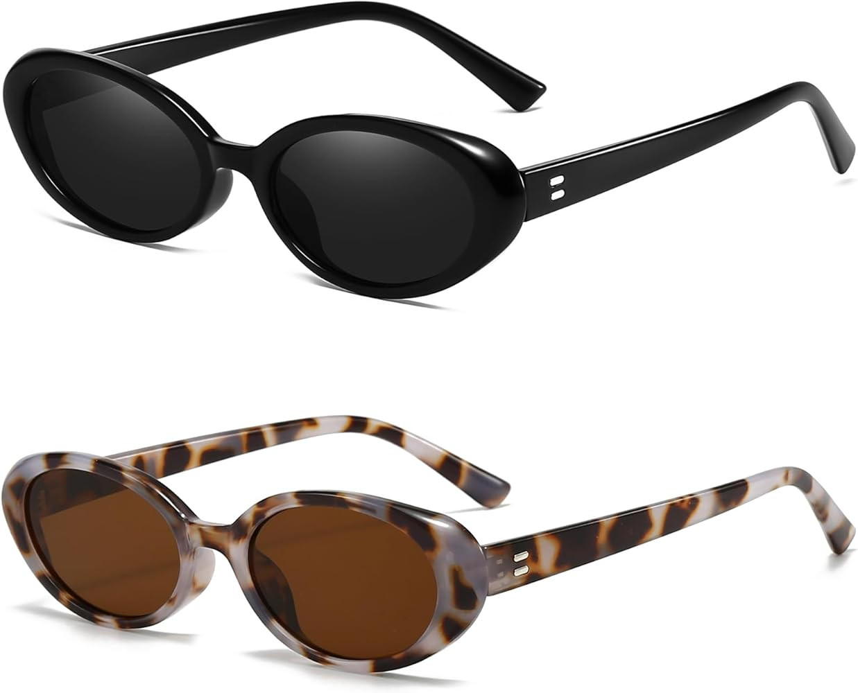 Retro Oval Sunglasses for Women Men Fashion Small Oval Sunglasses 90s Vintage Shades | Amazon (US)