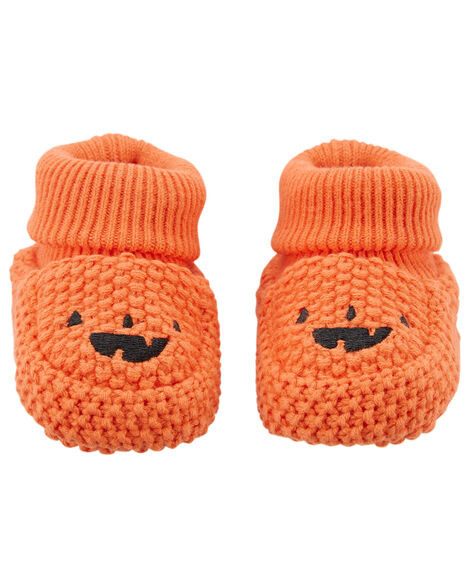 Carter's Baby Girls Halloween Crochet Booties NB Orange | Carter's