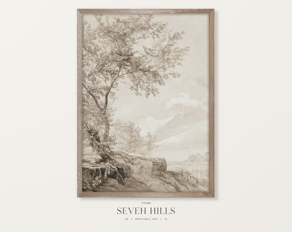Neutral Tree Sketch Art Print Soft Nature Drawing Rustic - Etsy | Etsy (US)