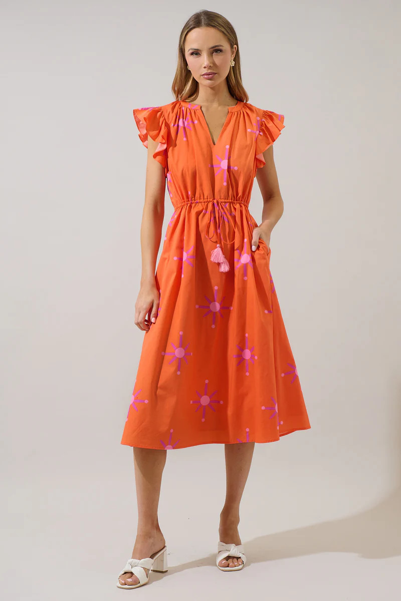 Karani Starburst Tiarna Ruffle Midi Dress | Sugarlips