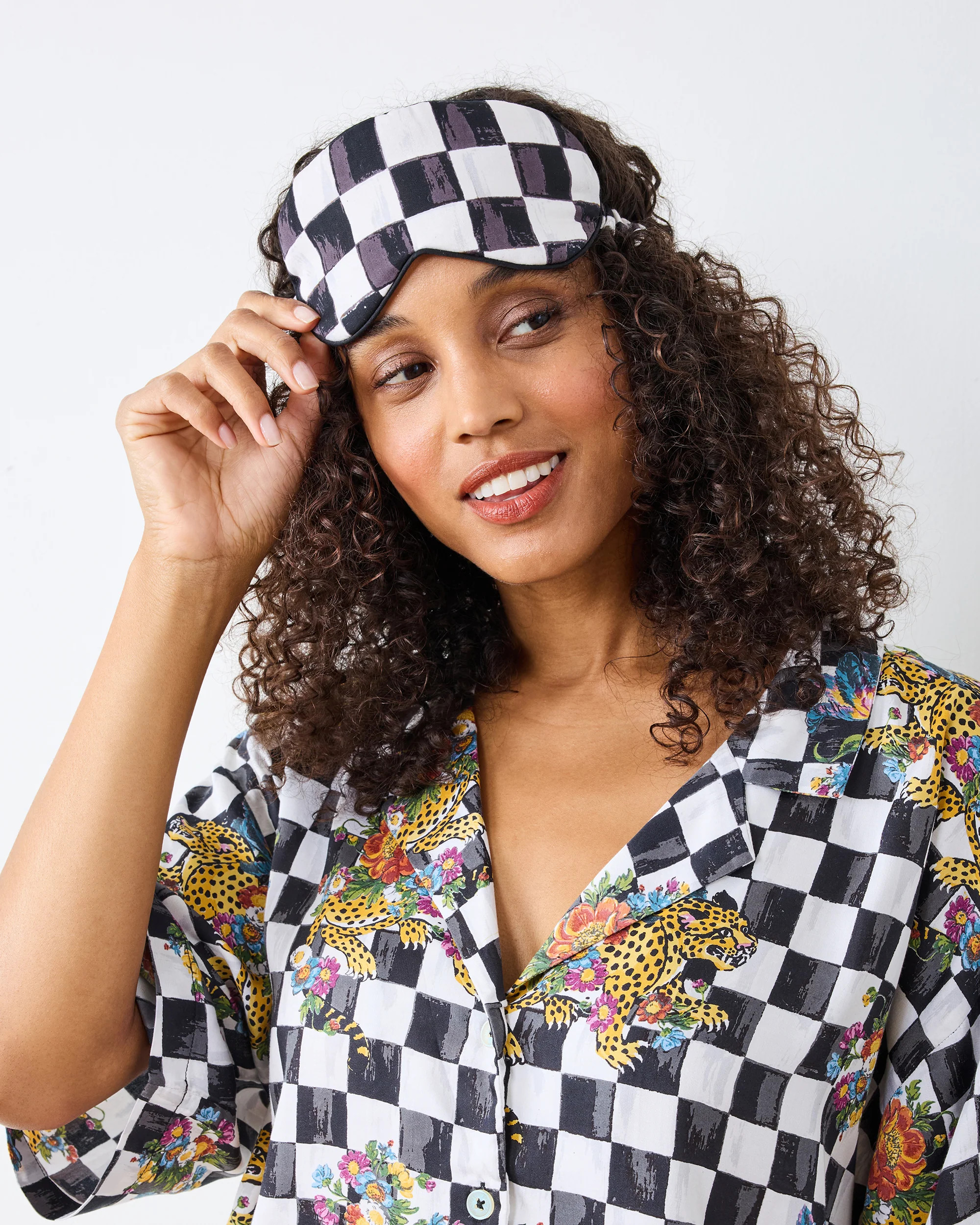 Courtly Check Bagheera - Eco Satin Eye Mask - Floral | Printfresh