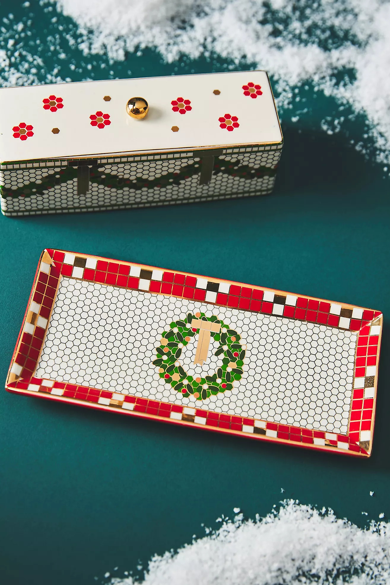 Festive Tile Handpainted Stoneware Butter Dish | Anthropologie (US)