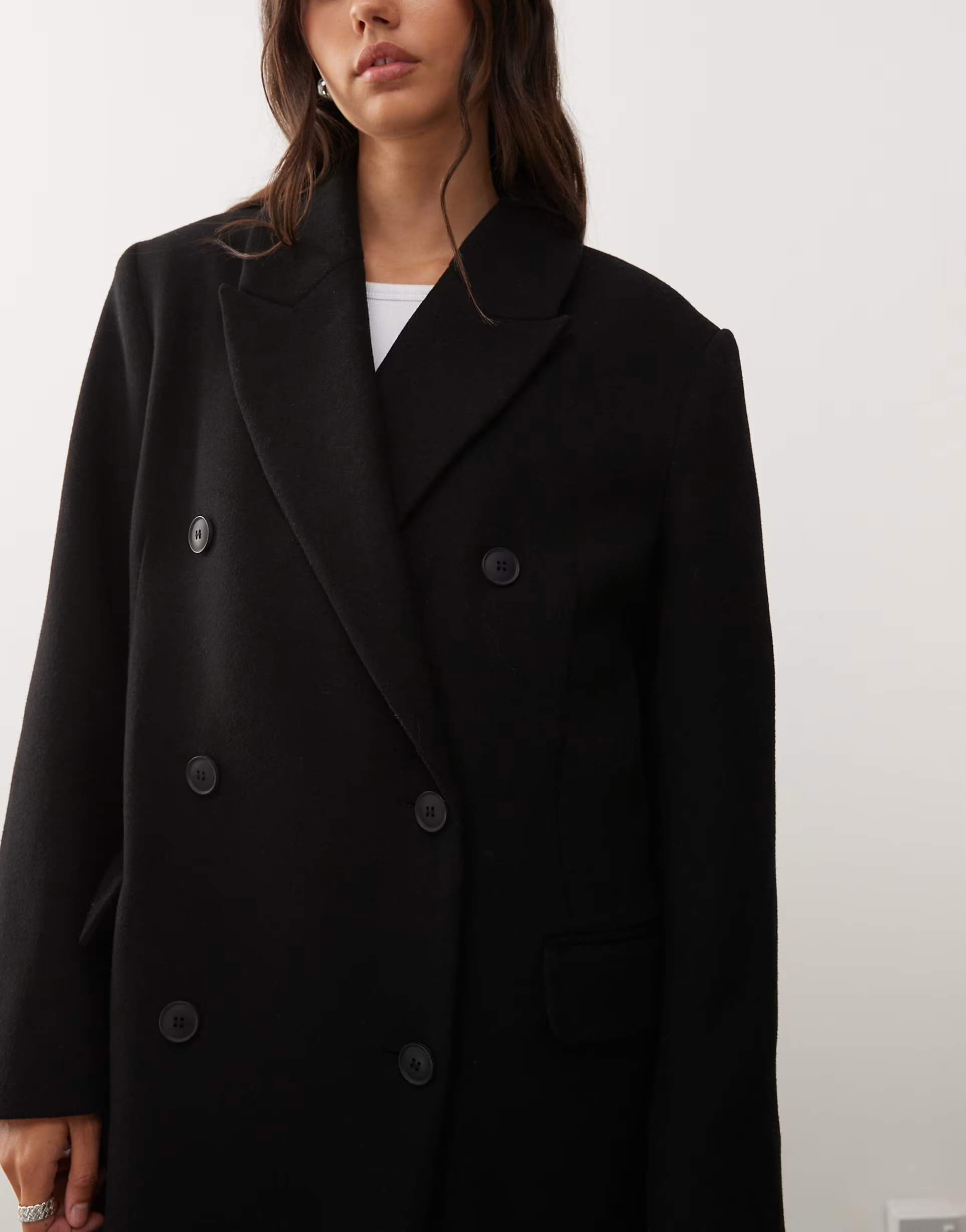 Weekday Logan wool blend oversized double breasted coat in black | ASOS | ASOS (Global)