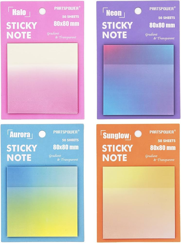 Gradient Transparent Sticky Notes, 8x8 cm See Through Notes for Annotating Bible Journaling Offic... | Amazon (US)