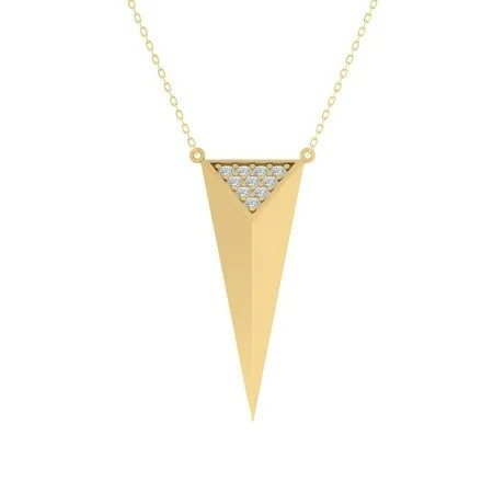 ARAIYA FINE JEWELRY 10K Yellow Gold Diamond Fashion Pendant with Gold Plated Silver Cable Chain Necklace (1/6 cttw I-J Color I2-I3 Clarity) 18 | Walmart (US)