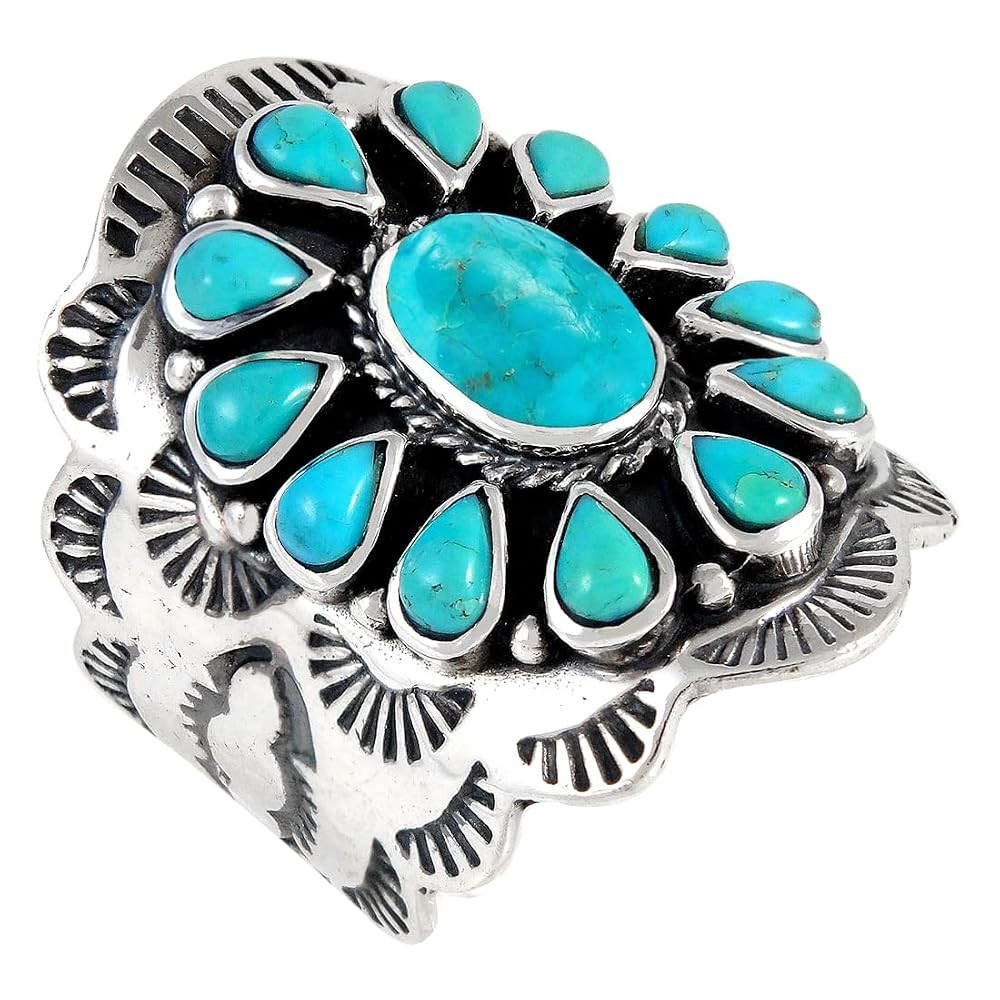 Sterling Silver Genuine Gemstones & Turquoise Ring (SELECT color) | Amazon (US)