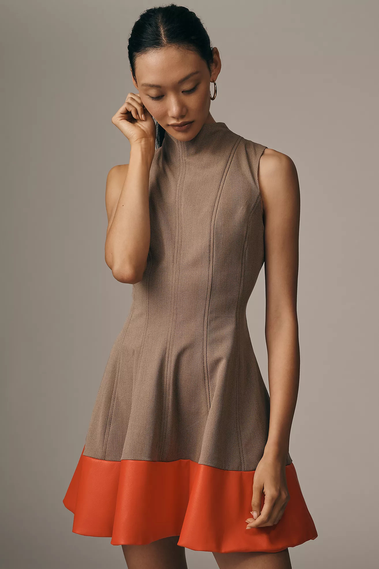 By Anthropologie Mock-Neck Faux-Leather Mini Dress | Anthropologie (US)