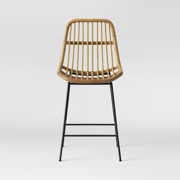Linnet Rattan with Metal Legs Counter Height Barstool - Opalhouse™ | Target