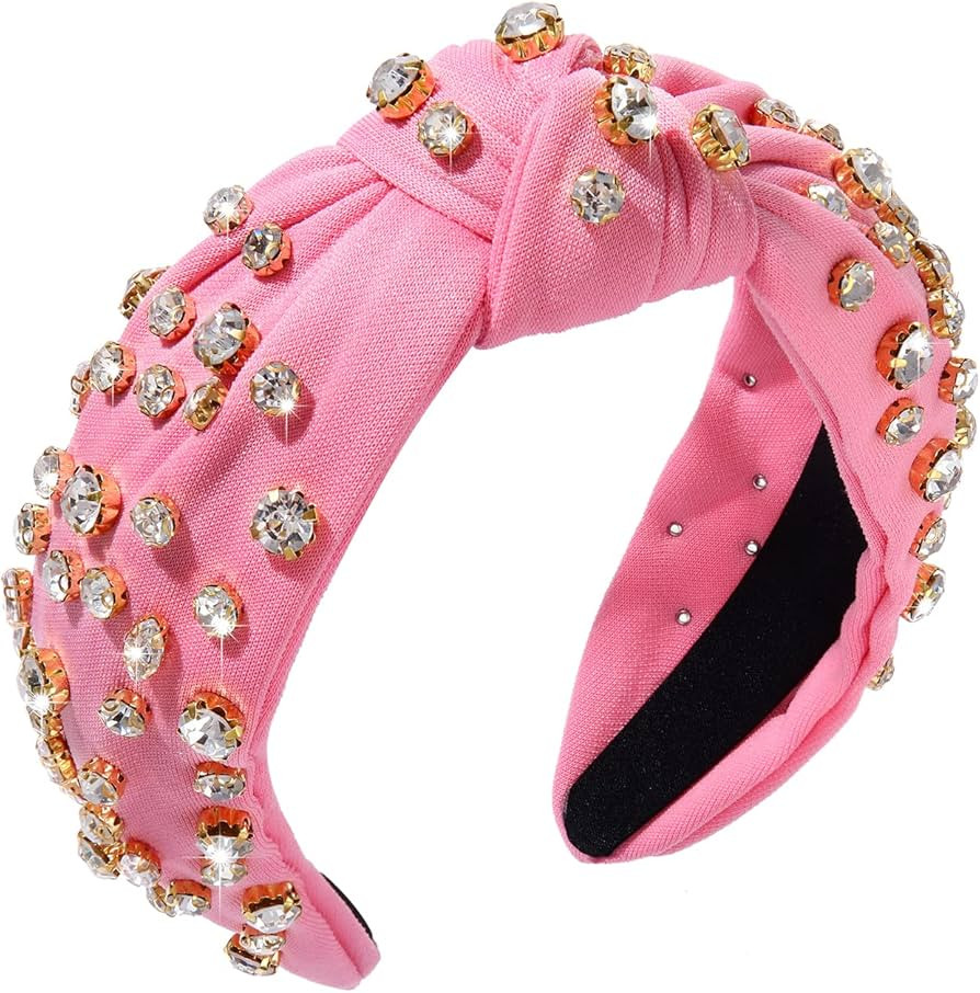 Crystal Knotted Headband for Women Crystal Embellished Wide Top Knot Headband Women's Fashion Hea... | Amazon (US)