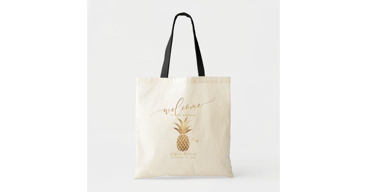 Faux Gold Pineapple Welcome Gifts Tote Bag | Zazzle | Zazzle