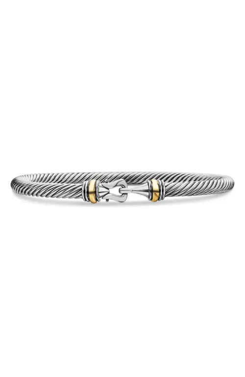 David Yurman Cable Buckle Bracelet with Gold, 4mm in Silver at Nordstrom, Size Large | Nordstrom