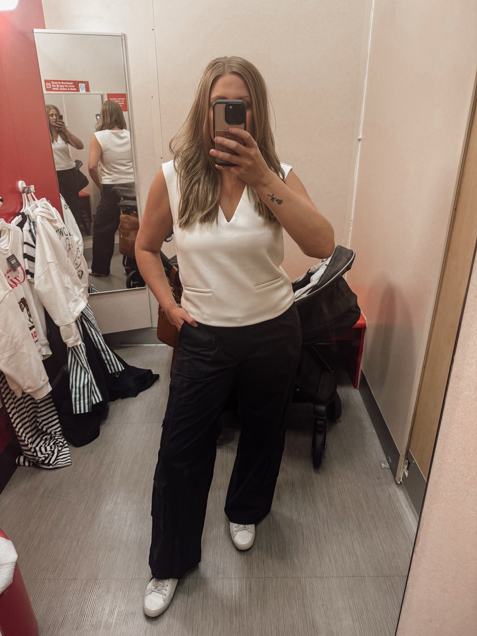 Found the perfect combo at @Target! These cargo pants are so comfy and flattering, and this v-neck sleeveless blouse adds just the right touch of style.  Perfect for a casual day out! You can find the links to this outfit in my bio. #TargetFinds #FashionFinds #CasualStyle #CargoPantsOutfit @targetstyle

#LTKFindsUnder50 #LTKStyleTip #LTKWorkwear