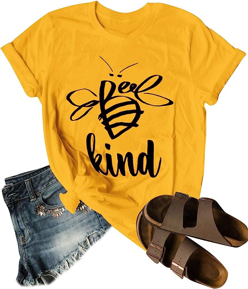 Be Kind Tshirt Women Short Sleeve T-Shirt Bee Graphic Tee Long Sleeve Pocket Shirt Casual Tops | Amazon (US)
