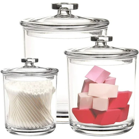 60-Ounce 30-Ounce and 15-Ounce Clear Plastic Apothecary Jars Set of 3 | Walmart (US)