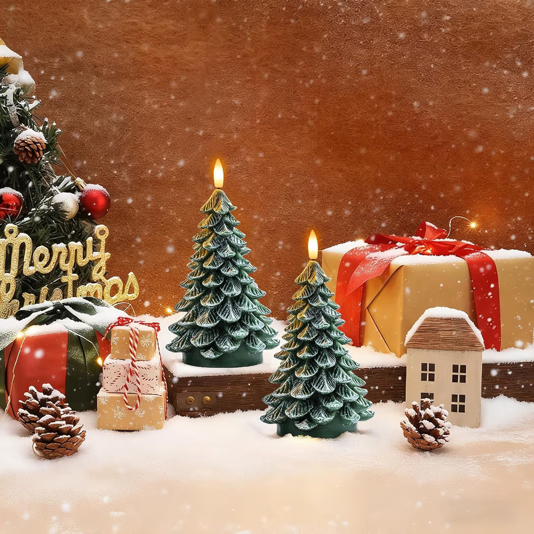 Homemory Christmas Tree Candles with 6 Hours Timer, 2 Pcs Waxy LED Flameless Candles Flickering, ... | Amazon (US)