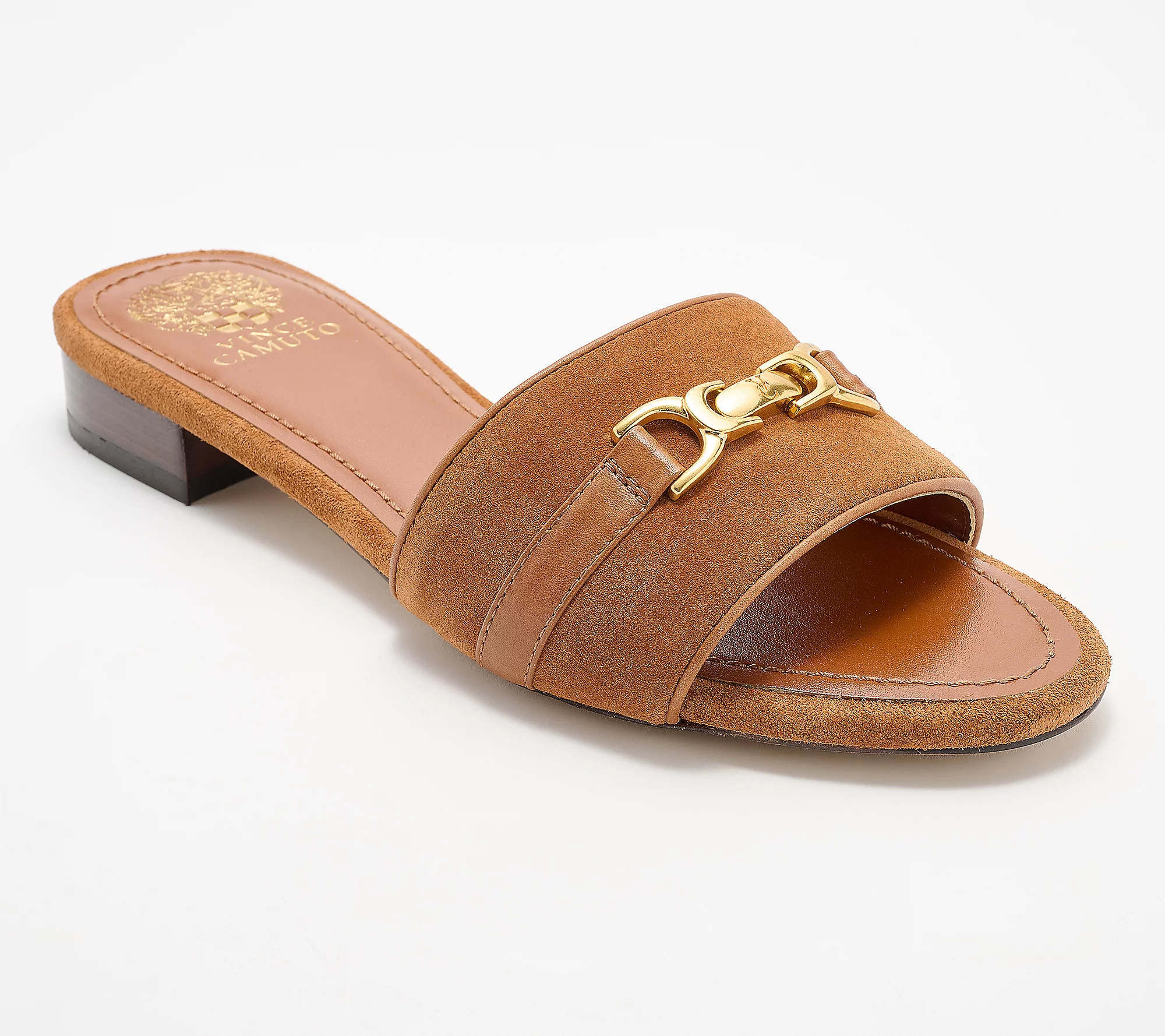 As Is Vince Camuto Leather or Raffia Slide Sandals Maxine | QVC