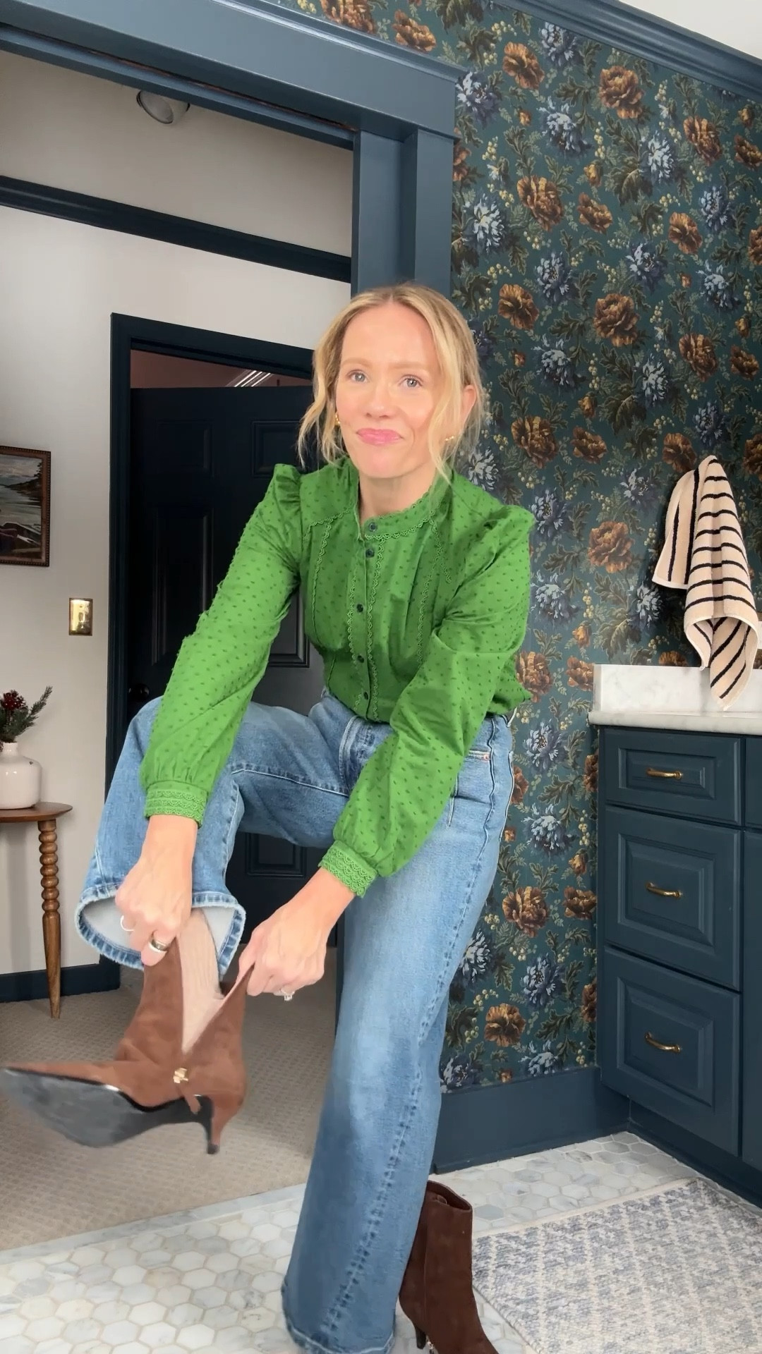 Wearing my regular size 4 in Boden top, regular size in Pistola jeans, sized down to xs in Ann Taylor coat, Clare V Marisol bag in Burgundy, J.Crew ankle boots are true to size ~ xo, Claire

#LTKOver40 #LTKgrwm #LTKHoliday