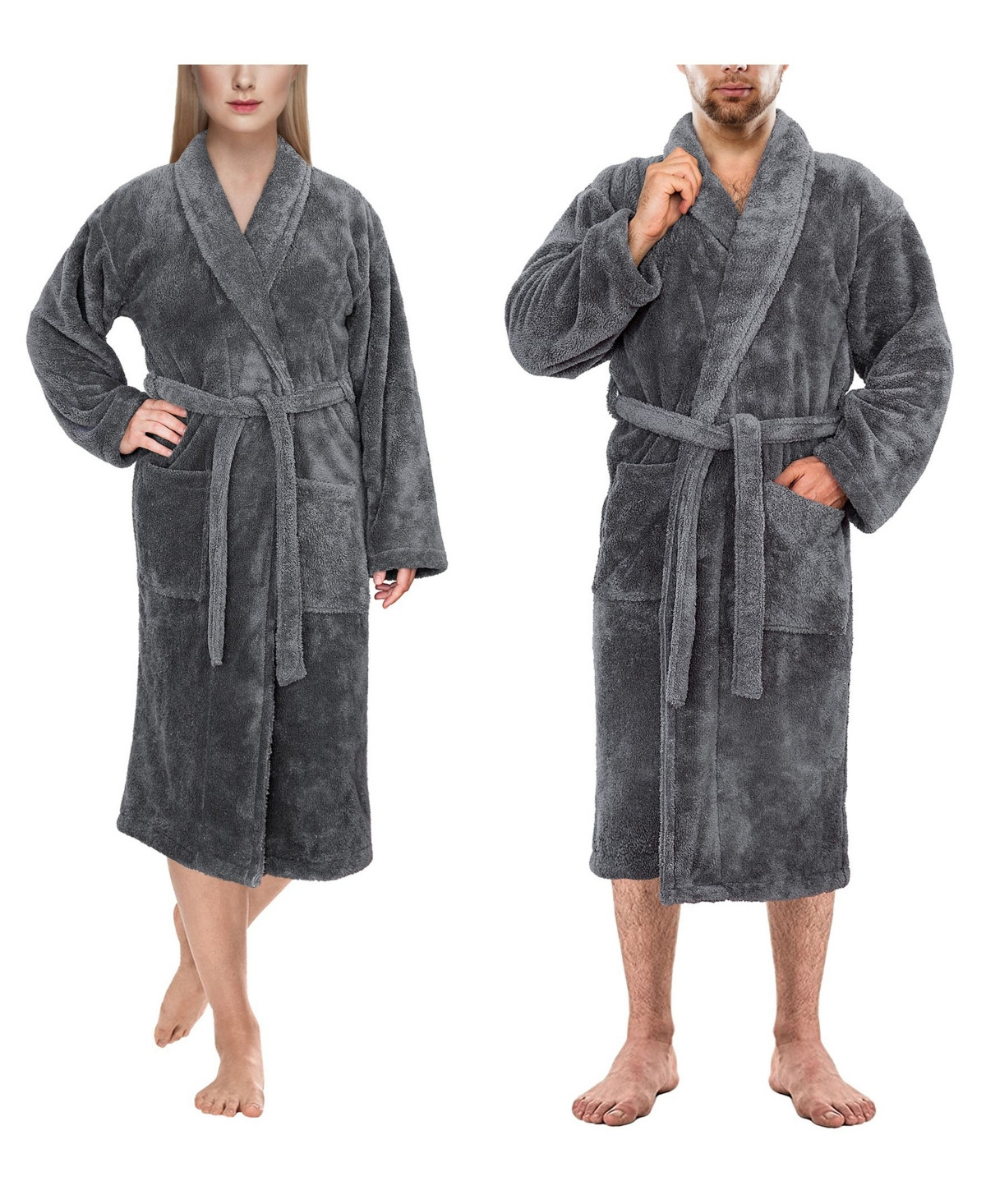 American Soft Linen Men's and Women's Luxury Hotel Spa Warm Shawl Collar Soft Plush Fleece Bath Robe | Macys (US)