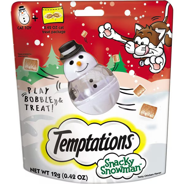 Temptations Snacky Snowman Cat Treat Toy, 0.42-oz treat pack | Chewy.com