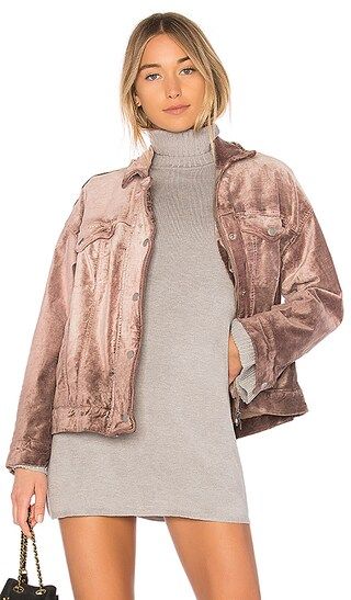 Free People Velvet Trucker Jacket in Mauve | Revolve Clothing