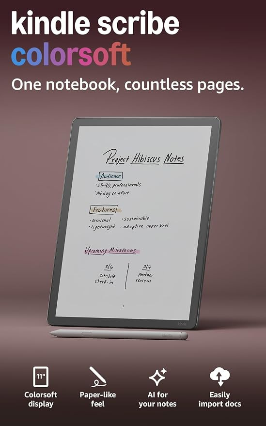 Amazon Kindle Scribe Colorsoft 32GB (newest model) — 11” paper-like color display with front ... | Amazon (US)