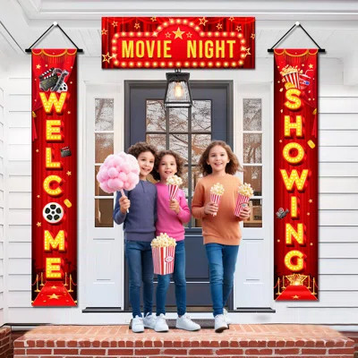 Movie Night Porch Sign Banner, 2 Pcs Movie Night Porch Banner | Wayfair North America
