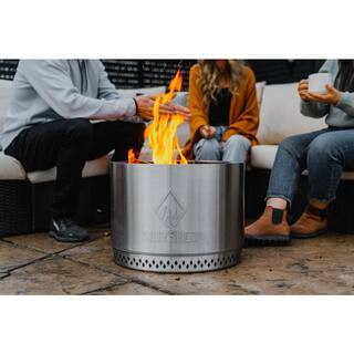 HotShot Explorer Portable Low Smoke 19.5 in. Round Wood-Burning Fire Pit in Stainless Steel with ... | The Home Depot