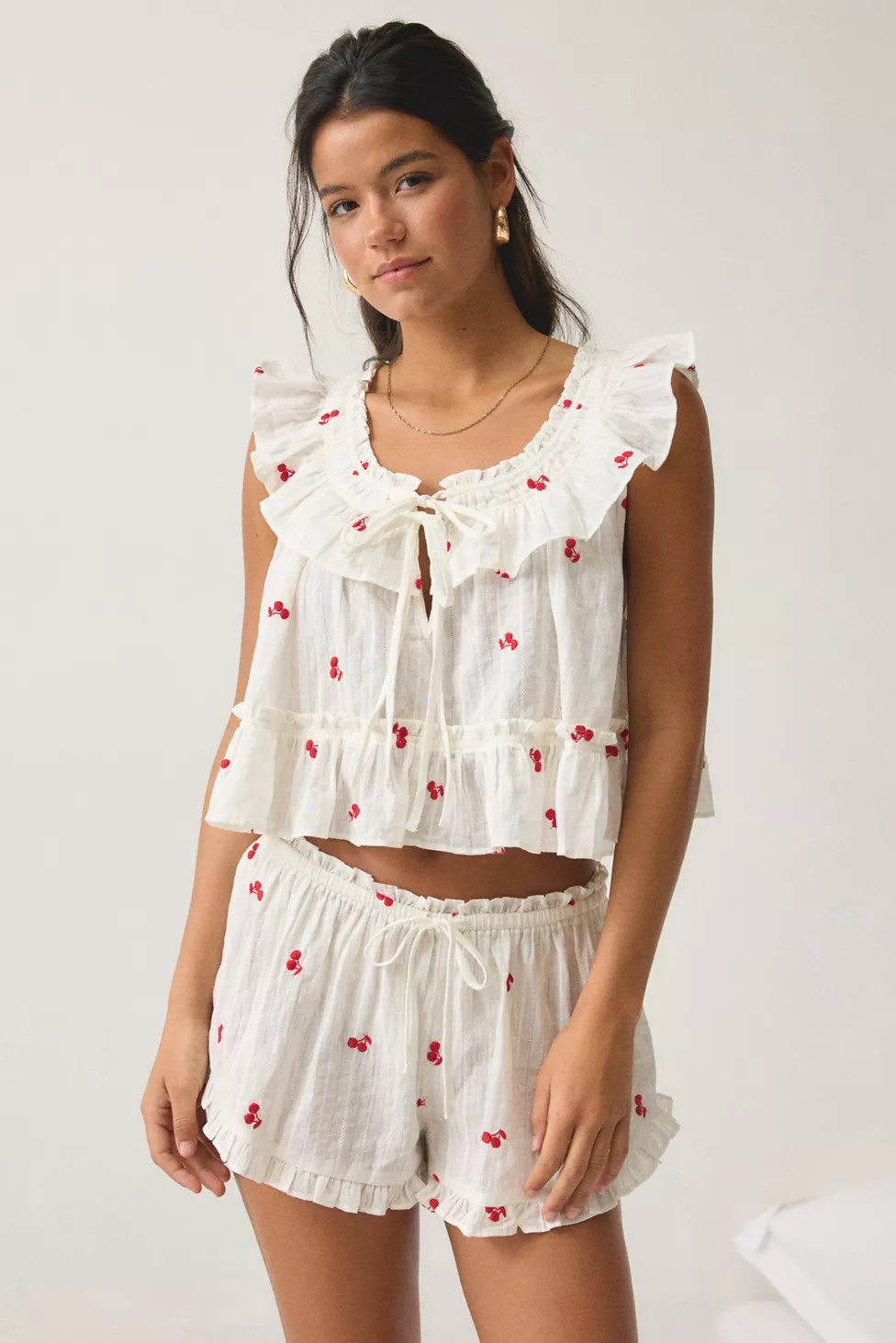 Out From Under Love Letters Ruffle Babydoll Top + Micro Short PJ Set | Urban Outfitters (US and RoW)