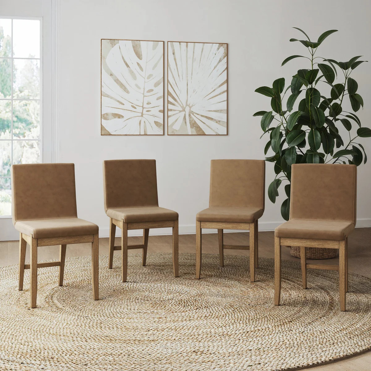 Exposed Back Dining Chairs Light Brown (Set of 4) | Nathan James