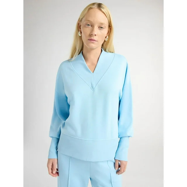 Scoop Women's Ultimate ScubaKnit V-Neck Sweatshirt, Sizes XS-XXL | Walmart (US)