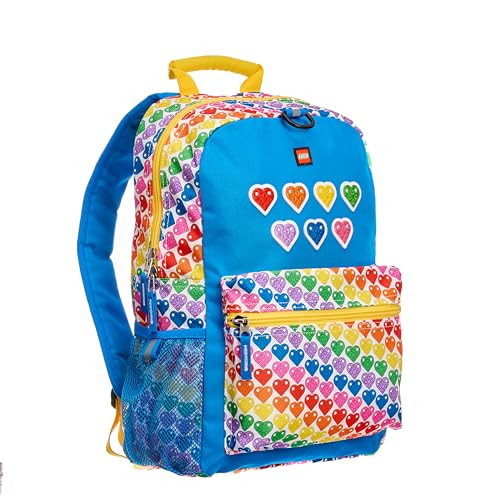 LEGO Iconic Prints Kids School Backpack Bookbag, for Travel, On-the-Go, Back to School, Boys and Girls, with Adjustable Padded Straps and Fun patterns, Rainbow Hearts | Amazon (US)