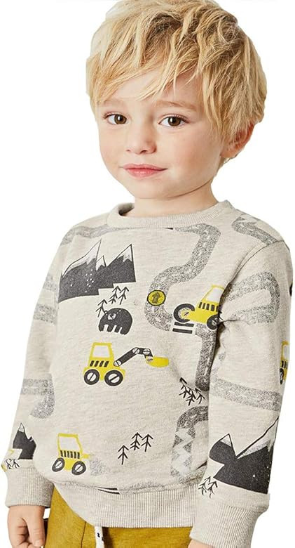 Bumeex Little Boys Cotton Cute Crew Neck Long Sleeve Sweatshirt | Amazon (US)