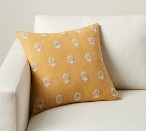 Kayce Floral Embroidered Pillow | Pottery Barn (US)