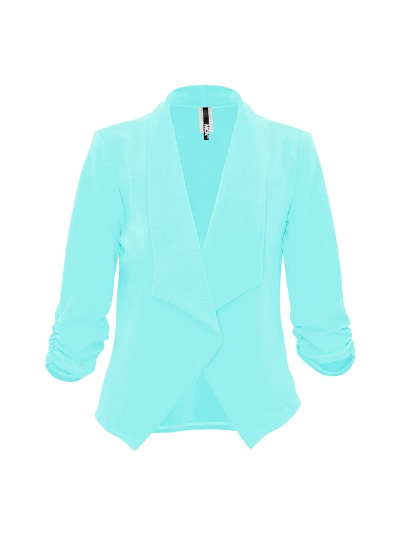 Moa Collection Women's Casual 3/4 Sleeve Solid Open Blazer Jacket | Walmart (US)