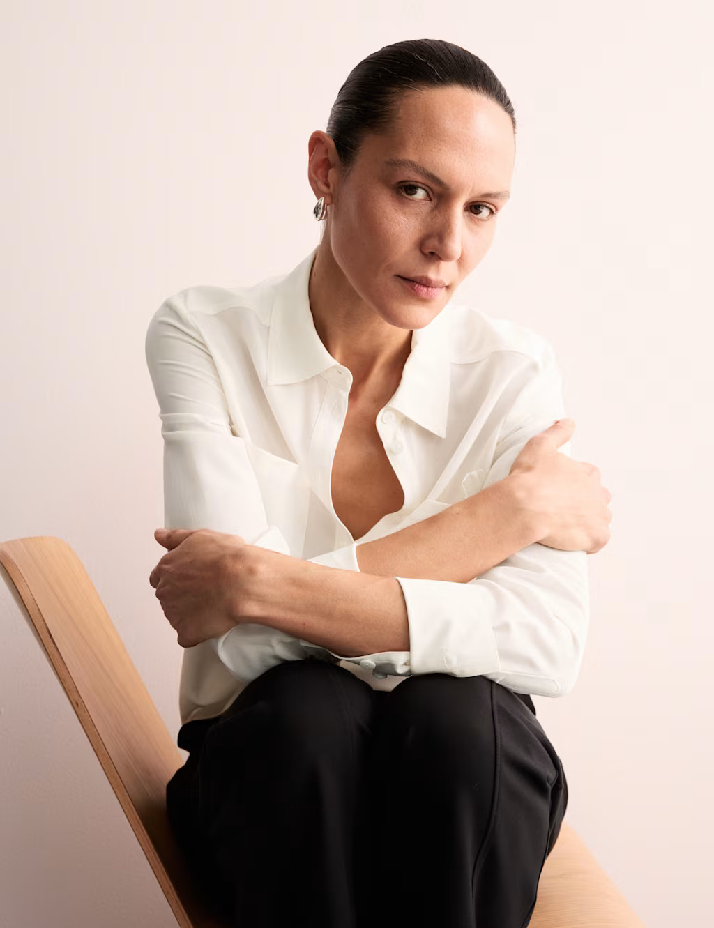 Pure Silk Collared Button Through Shirt | Marks & Spencer (UK)