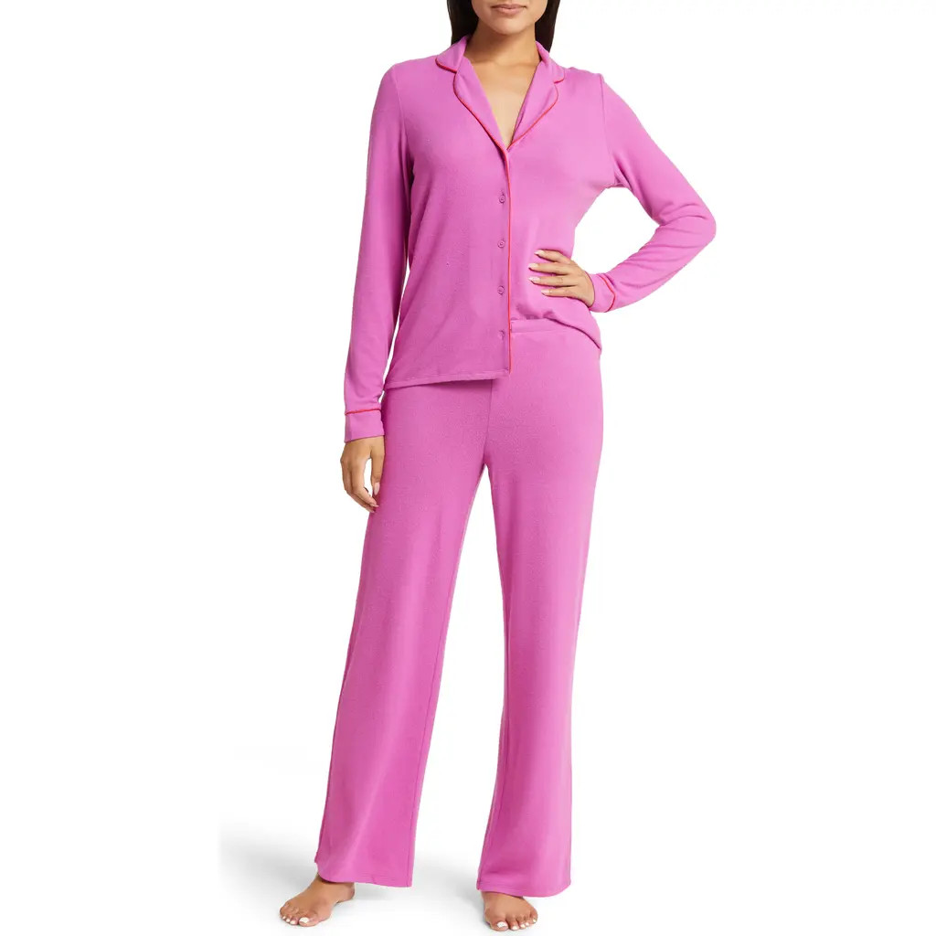 Nordstrom Brushed Hacci Pajamas in Purple Orchid at Nordstrom, Size Large | Nordstrom