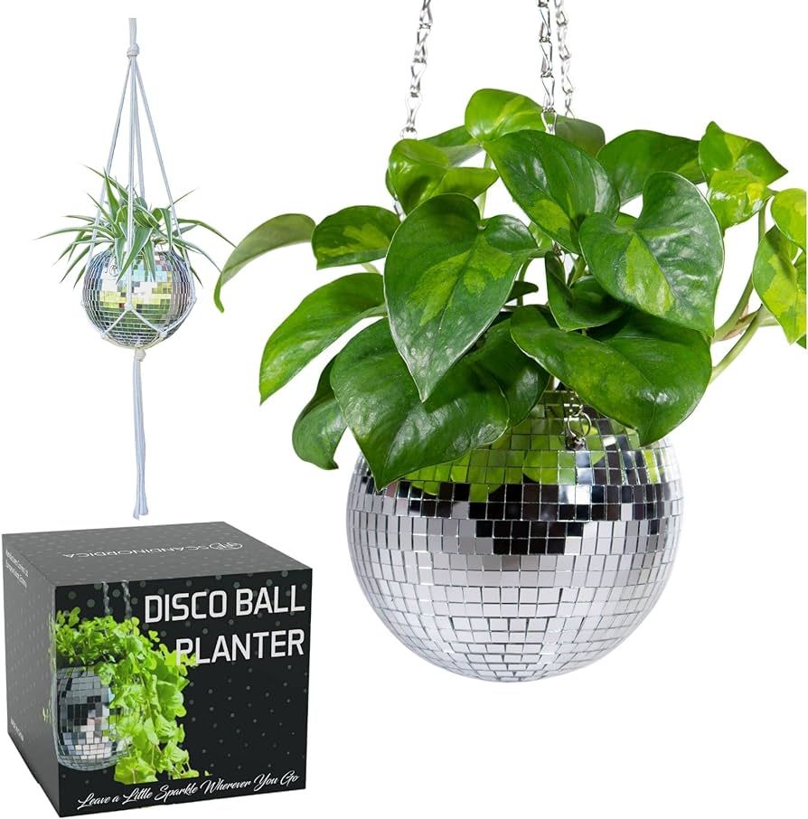 SCANDINORDICA Disco Ball Planter – Value Package: Mirror Disco Planter with Chain, Macrame Hang... | Amazon (US)