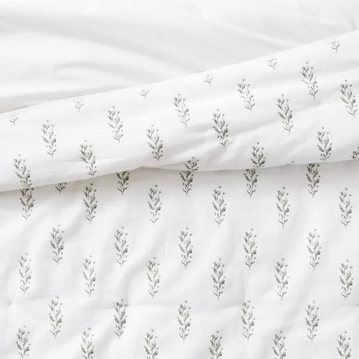 Lofty Cotton Slub Wood Block Floral Quilt White/Slate Blue - Threshold™ designed with Studio Mc... | Target