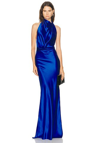 Halter Drape Bias Gown | FWRD 