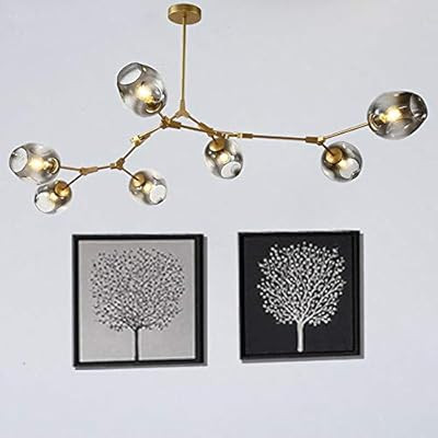 LUOLAX Modern Gold Pendant Light Glass Chandelier with 7 Lights Fixture Hanging Flush Mount (7 He... | Amazon (US)