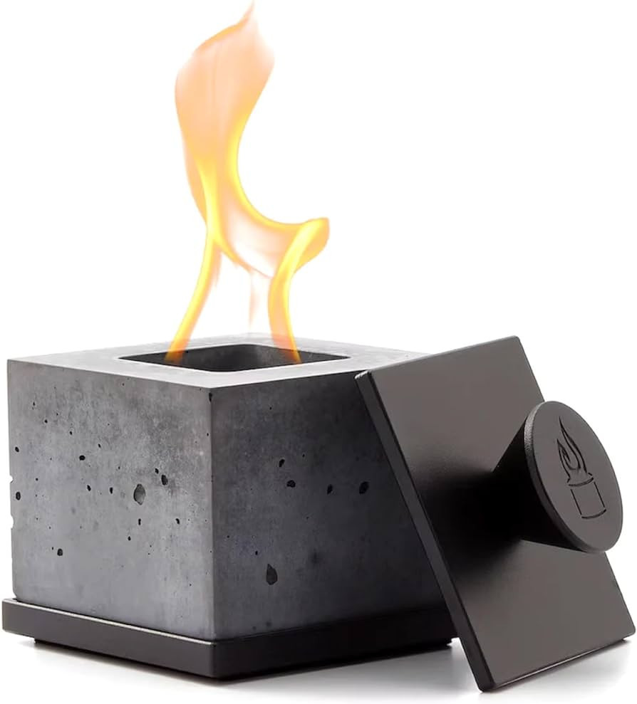 FLIKR Fire Personal Concrete Fireplace – Tabletop Smokeless Fire Pit with Fire Pit Snuffer Lid ... | Amazon (US)