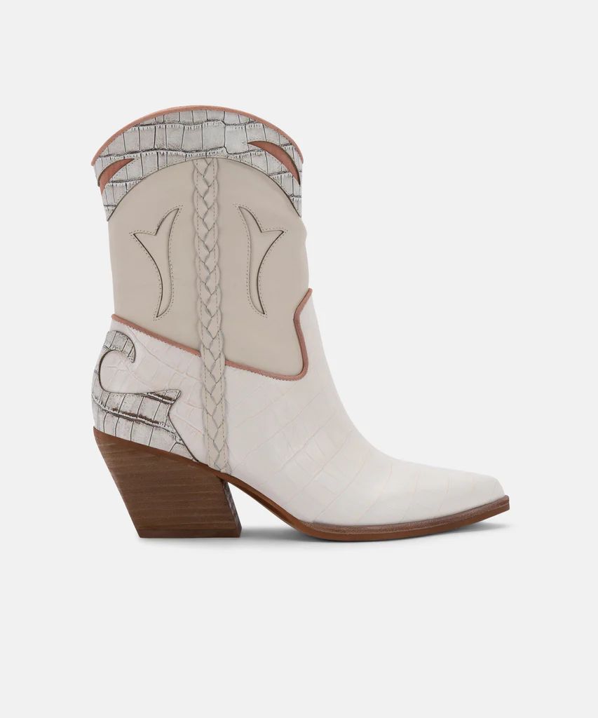 LORAL BOOTIES IVORY LEATHER | DolceVita.com
