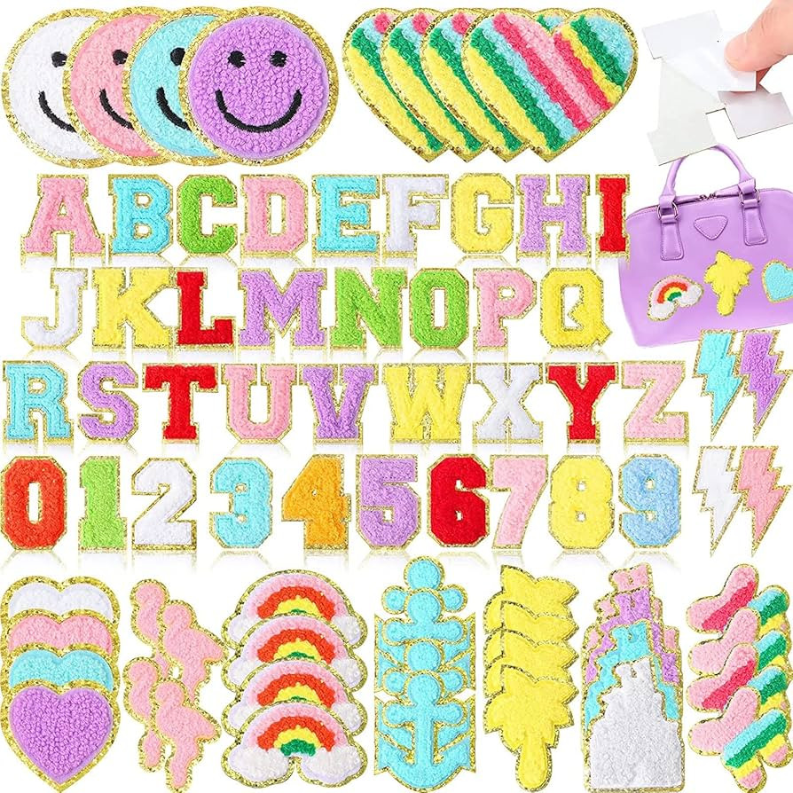 76 Piece Self Adhesive Chenille Letters Patches Cute Chenille Embroidered Patches Letter Patches ... | Amazon (US)