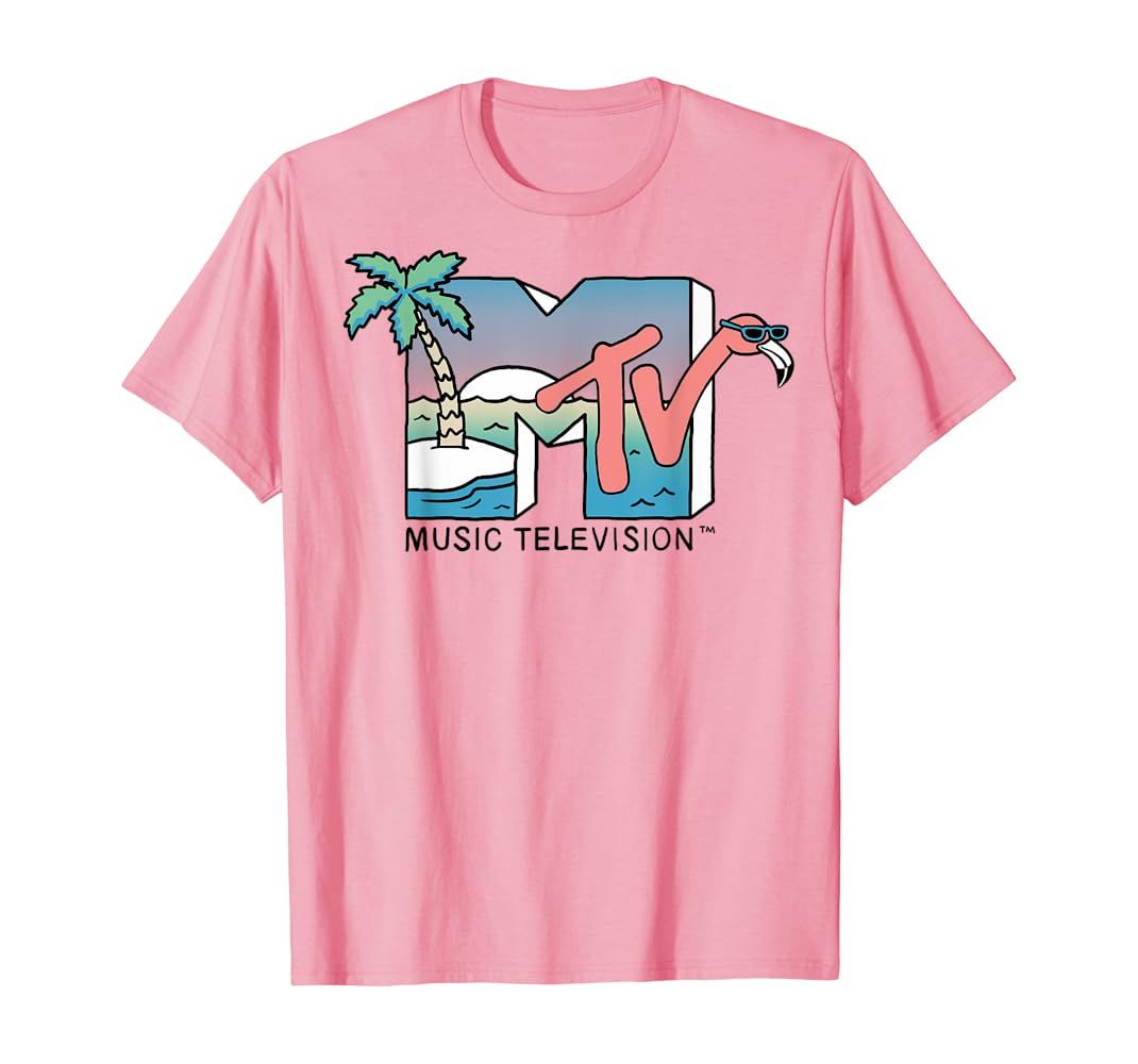 MTV Beach Island Flamingo Logo Vintage Graphic T-Shirt | Amazon (US)