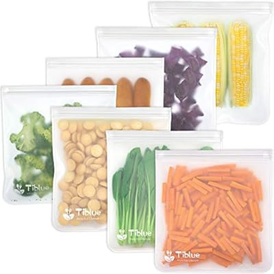 Reusable Gallon Storage Bags - BPA Free & Leakproof Gallon Freezer Bags Washable Gallon Food Stor... | Amazon (US)