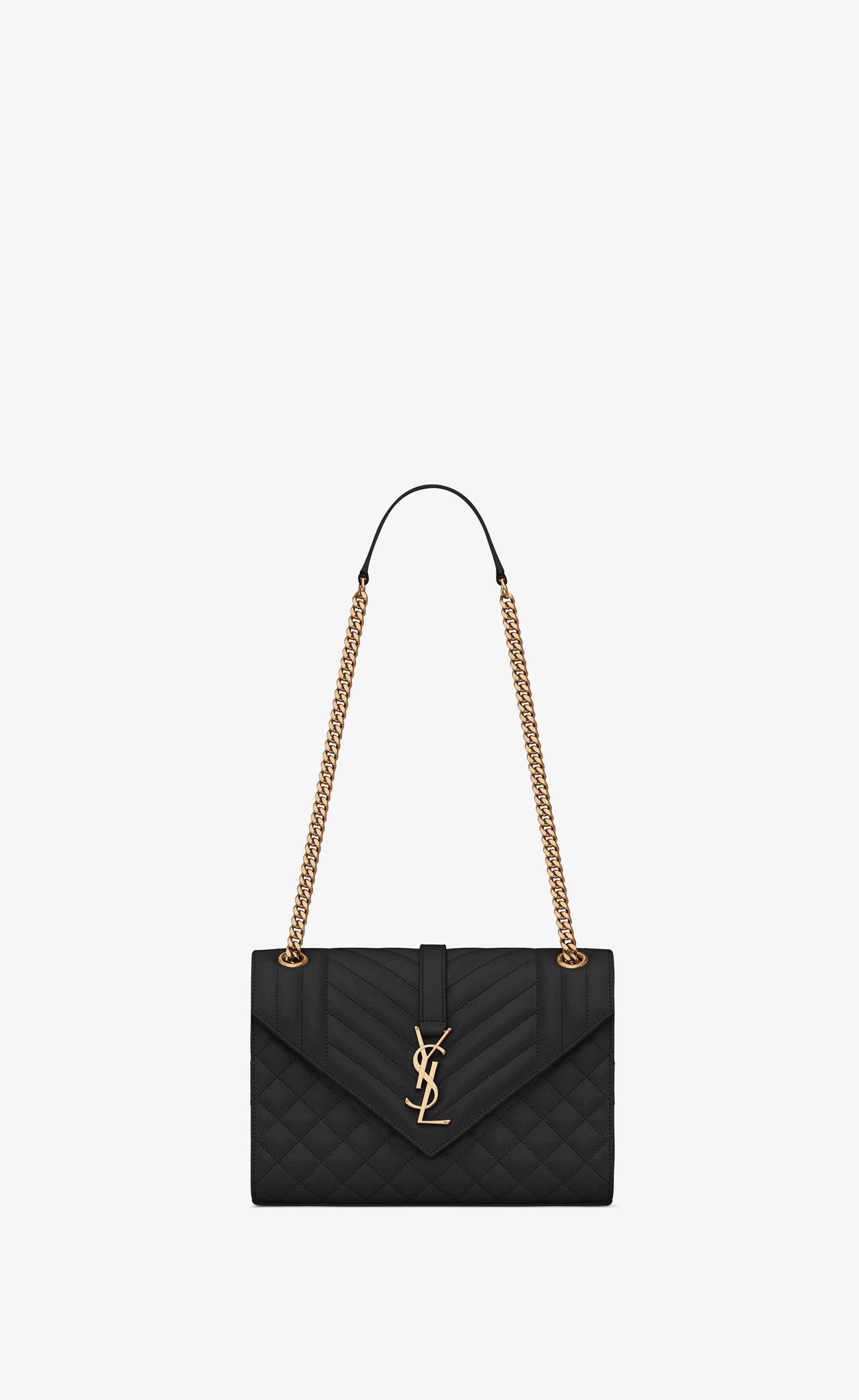 Monogram Envelope Bag Envelope Medium Bag In Mix Matelassé Grain De Poudre Embossed Leather Black Onesize | Saint Laurent Inc. (Global)