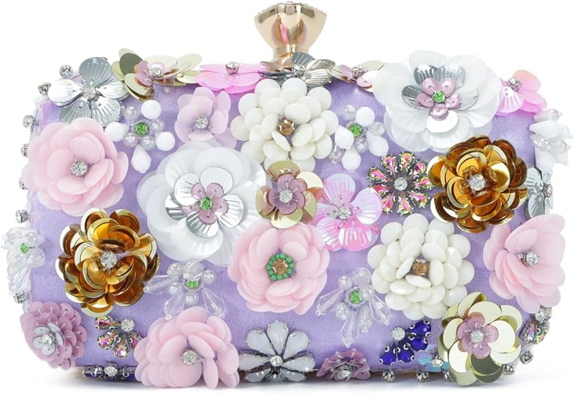 Oweisong 3D Flower Clutch Purses for Women Gold Formal Wedding Party Evening Bags Chain Floral Sh... | Amazon (US)