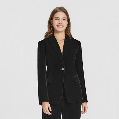 Women's Velvet Blazer - A New Day™ Black XXL | Target