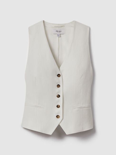 Viscose Linen Single Breasted Suit Waistcoat | Reiss UK